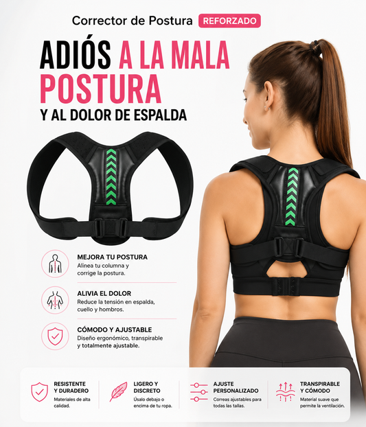 Corrector de Postura Reforzado | Adiós a la Mala Postura y al Dolor de Espalda