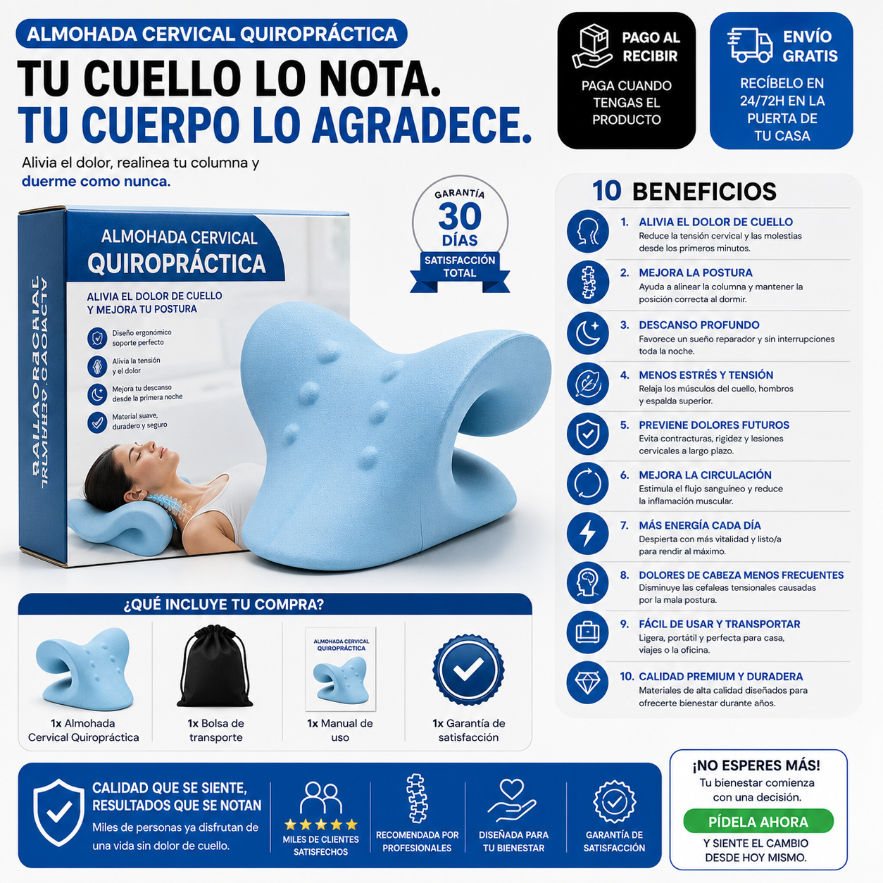 Almohada Cervical Quiropráctica | Alivia el Dolor de Cuello en Minutos
