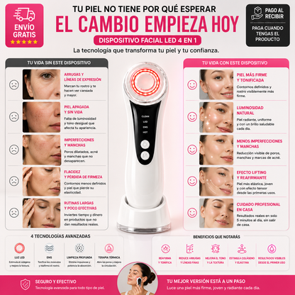 Dispositivo Facial LED 4 en 1 | Piel Más Firme y Rejuvenecida